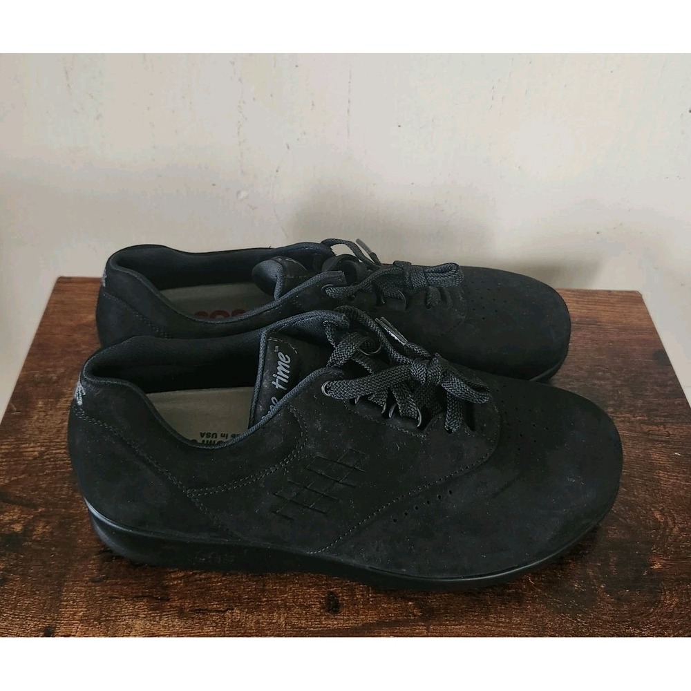 New SAS Free Time Black Nubuck Leather Walking Shoes 8.5 W Wide Sneakers TriPad